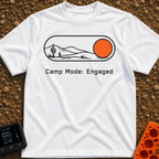 Camp Mode Engaged - T-Shirt in White - A graphic of a digital toggle switch containing a line-art desert landscape with...