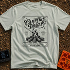 Therapy In A Matchbook - T-Shirt in Bay - A black and white, vintage matchbook-style illustration featuring a lit...