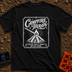 Therapy In A Matchbook - T-Shirt in Black - A black and white, vintage matchbook-style illustration featuring a lit...