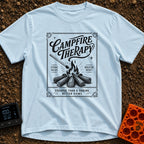 Therapy In A Matchbook - T-Shirt in Chambray - A black and white, vintage matchbook-style illustration featuring a lit...