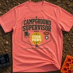 Campground Bark Ranger - T-Shirt in Watermelon - A typographic graphic design reading 'Campground Supervisor Has Four...
