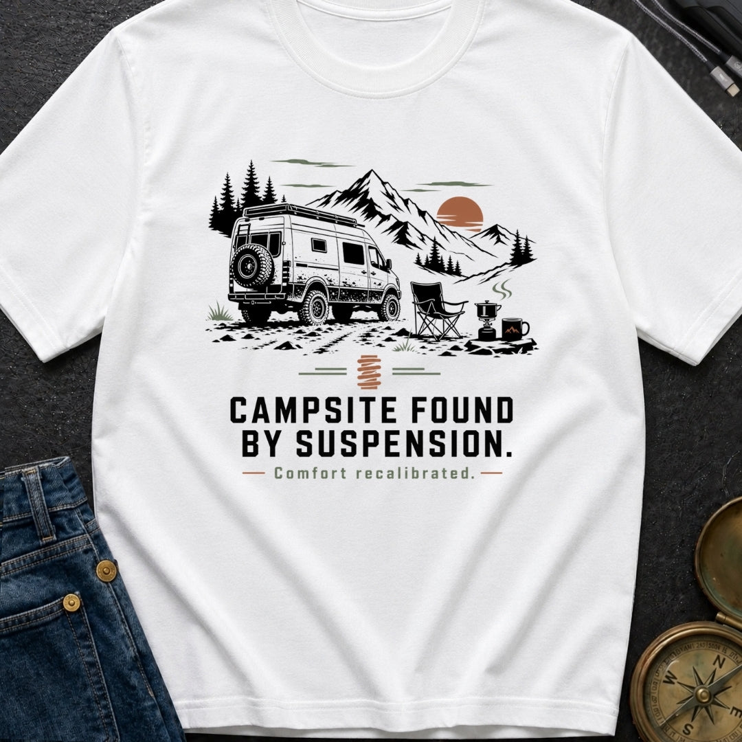 Campsite Found By Suspension - T-Shirt