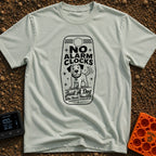 Wet Nose Wakeup - T-Shirt in Bay - A black and white illustration resembling a vintage motel key tag featuring a cartoon...