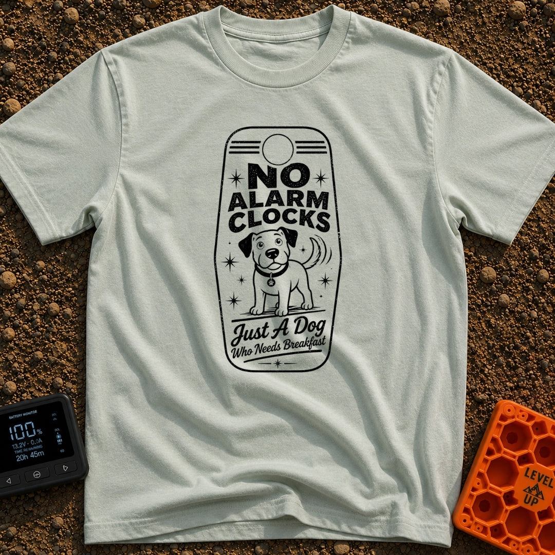 Wet Nose Wakeup - T-Shirt in Bay - A black and white illustration resembling a vintage motel key tag featuring a cartoon...