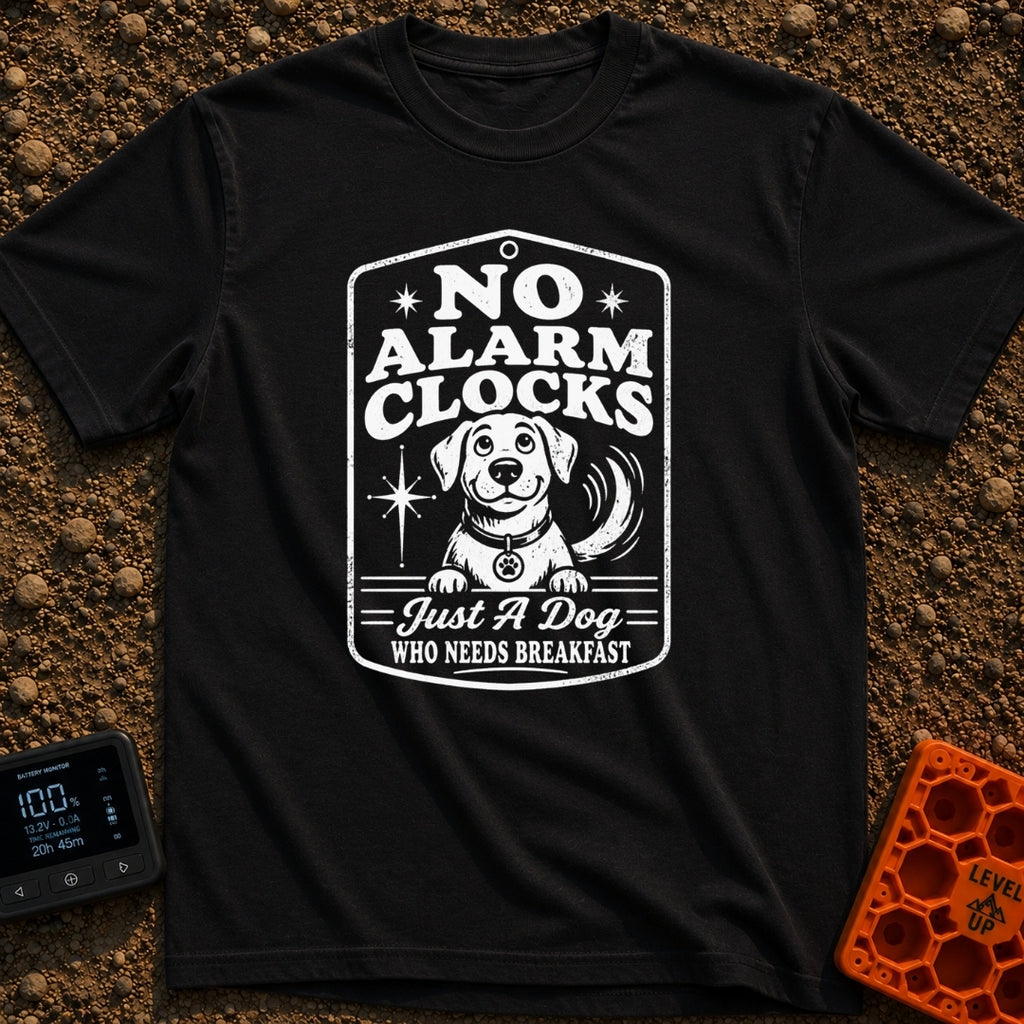 Wet Nose Wakeup - T-Shirt in Black - A black and white illustration resembling a vintage motel key tag featuring a...