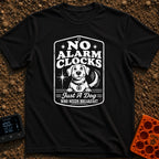 Wet Nose Wakeup - T-Shirt in Black - A black and white illustration resembling a vintage motel key tag featuring a...