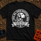 Barkseat Drivers Union - T-Shirt in Black - A black and white vintage-style circular emblem featuring the side profile of...