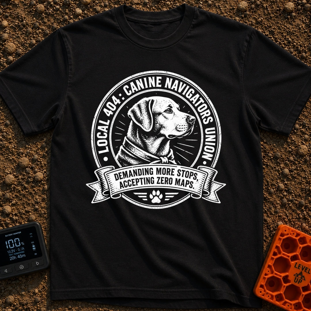 Barkseat Drivers Union - T-Shirt in Black - A black and white vintage-style circular emblem featuring the side profile of...