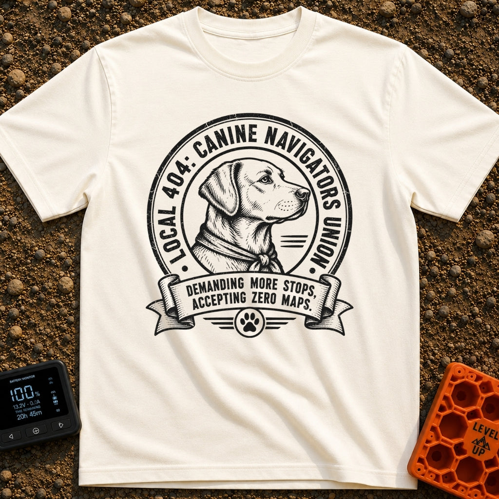 Barkseat Drivers Union - T-Shirt in Ivory - A black and white vintage-style circular emblem featuring the side profile of...