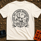 Barkseat Drivers Union - T-Shirt in Ivory - A black and white vintage-style circular emblem featuring the side profile of...
