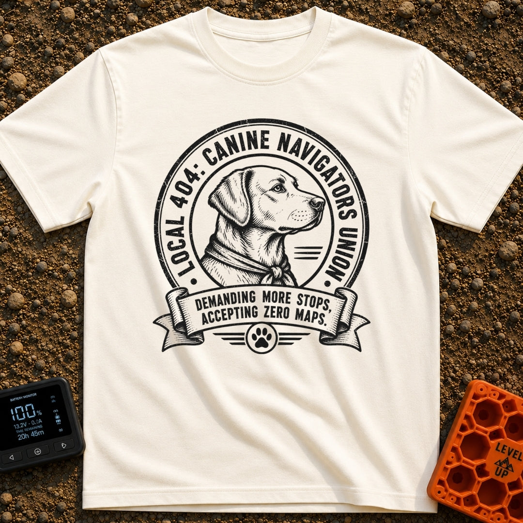Barkseat Drivers Union - T-Shirt in Ivory - A black and white vintage-style circular emblem featuring the side profile of...