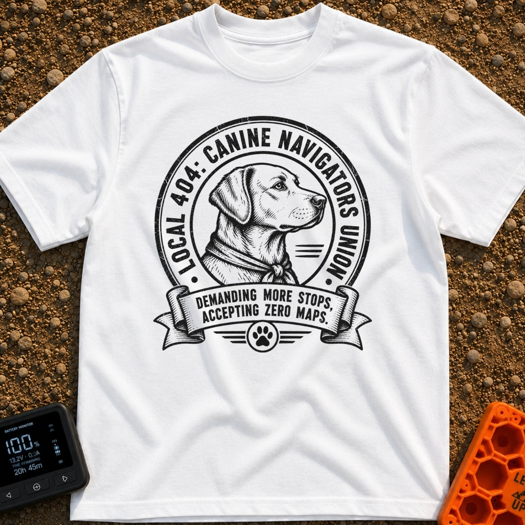 Barkseat Drivers Union - T-Shirt in White - A black and white vintage-style circular emblem featuring the side profile of...
