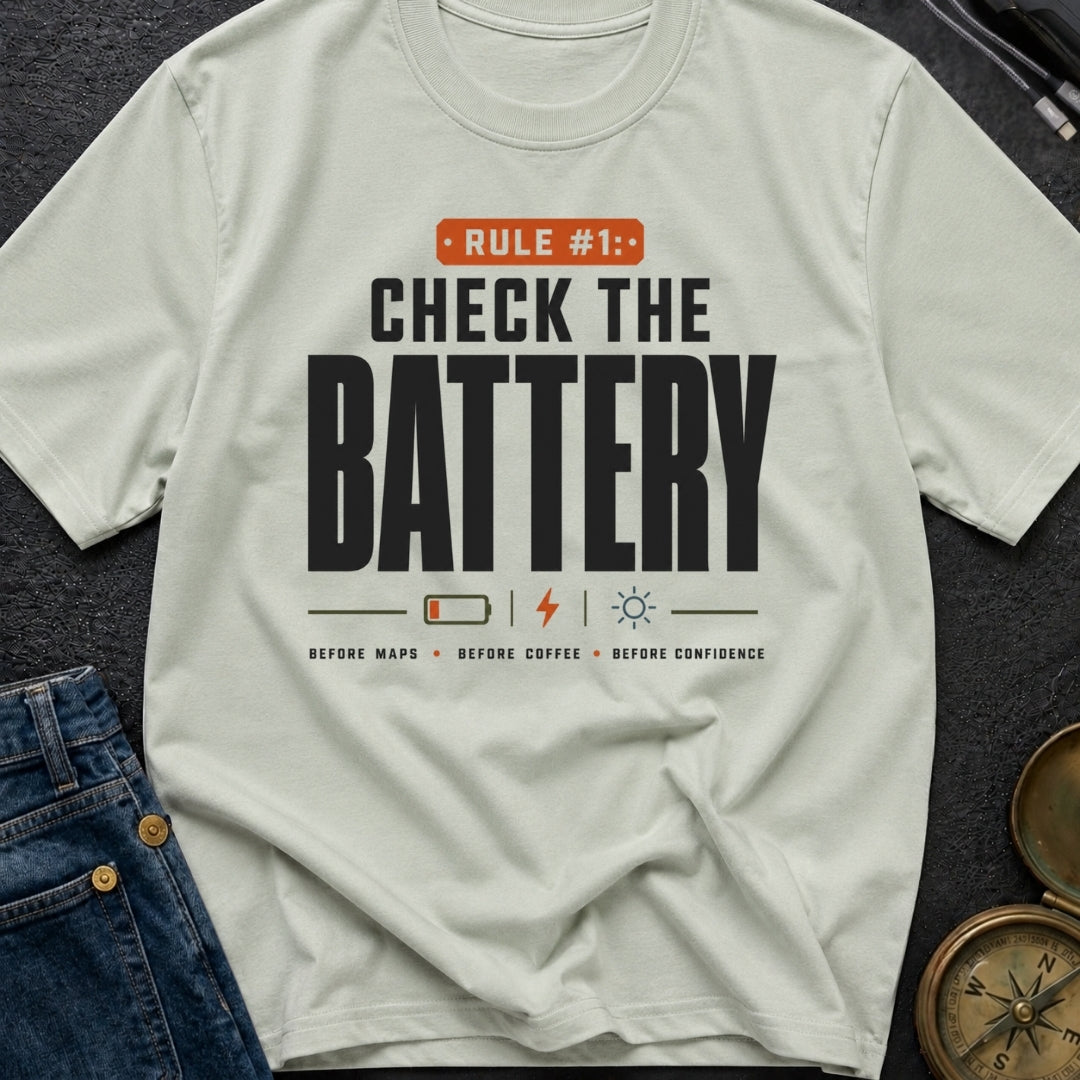 Battery Before Coffee - T-Shirt