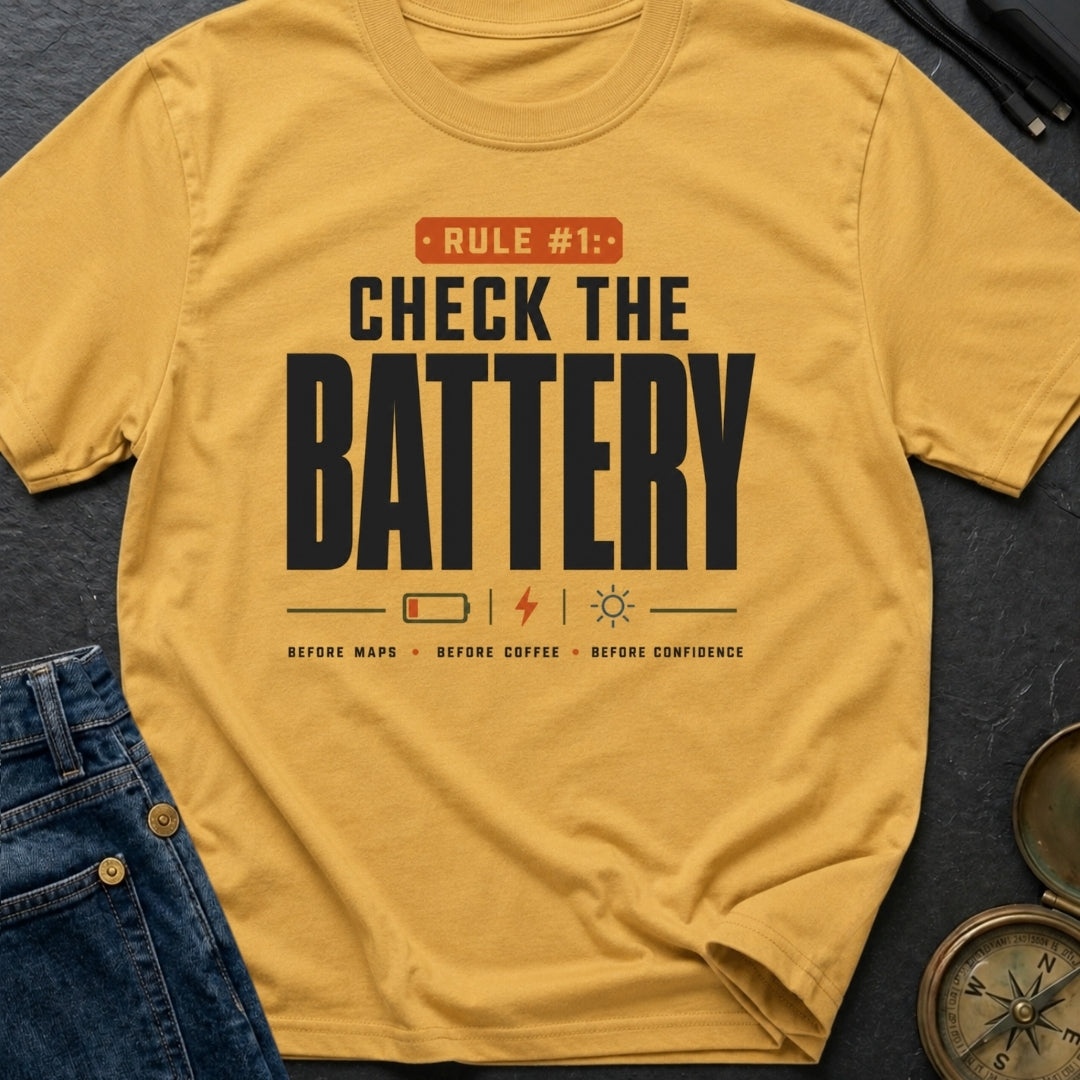 Battery Before Coffee - T-Shirt