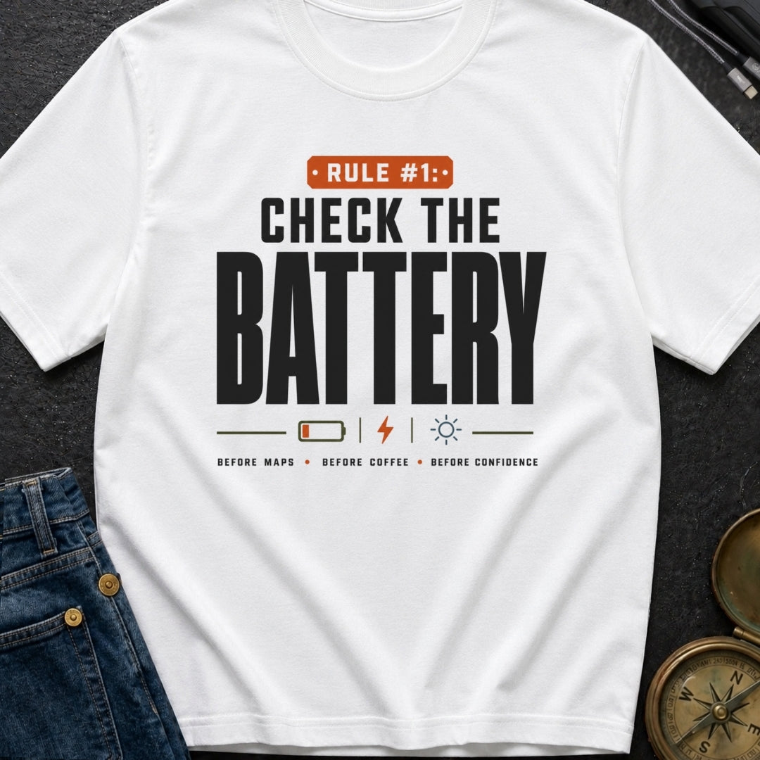 Battery Before Coffee - T-Shirt