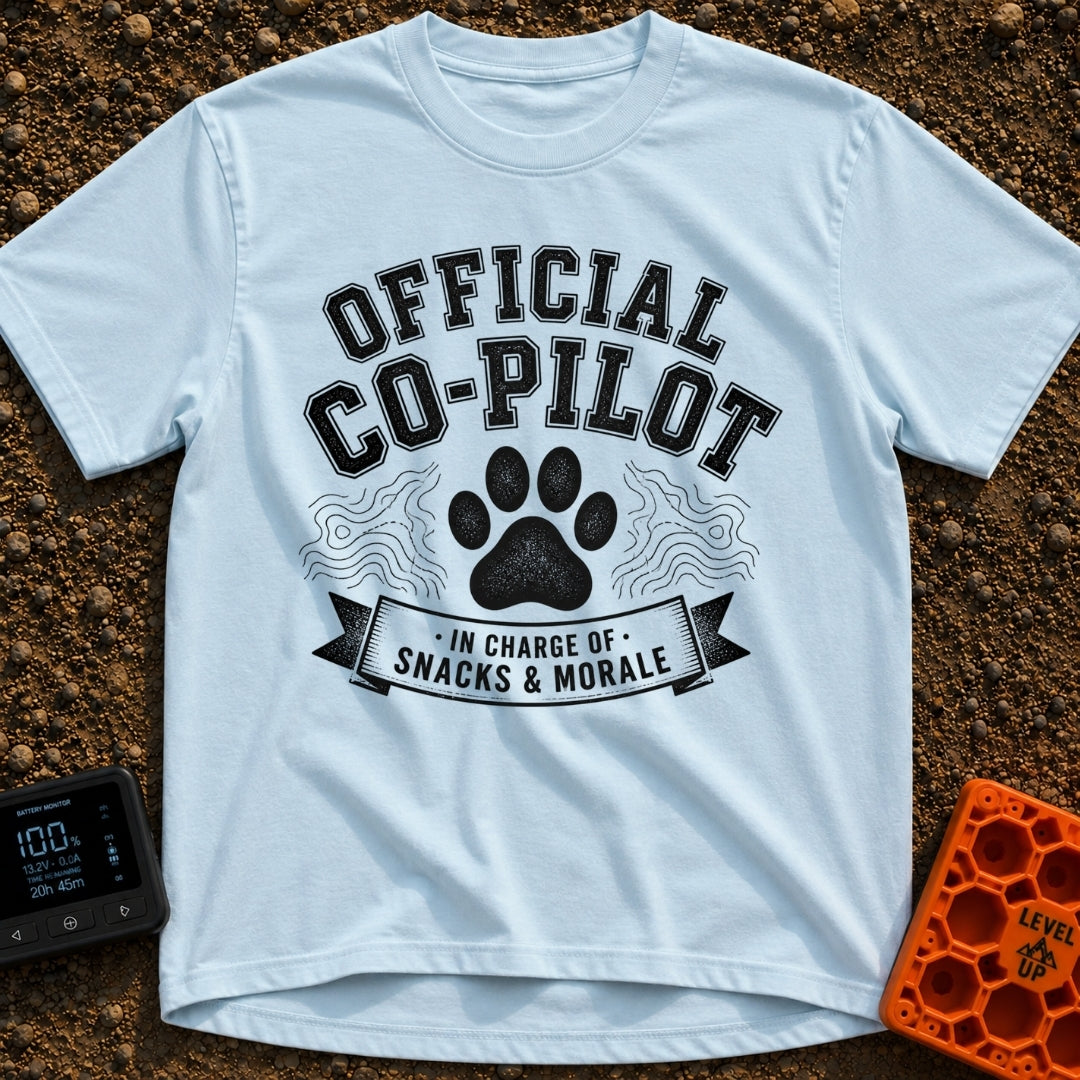 Director of Snacks - T-Shirt in Chambray - A black and white graphic featuring a large animal paw print centered between...