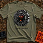 Keep It Seventy Two - T-Shirt in Moss - A graphic of a rugged off-road tire featuring a digital round thermostat display...