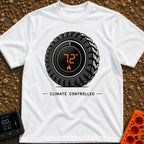 Keep It Seventy Two - T-Shirt in White - A graphic of a rugged off-road tire featuring a digital round thermostat display...