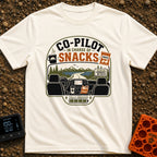 In Charge Of Snacks - T-Shirt in Ivory - An illustration showing the view from inside a vehicle looking through the...