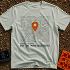 Today Beats Yesterday - T-Shirt in Bay - A graphic of a digital map interface showing topographic contour lines with a...
