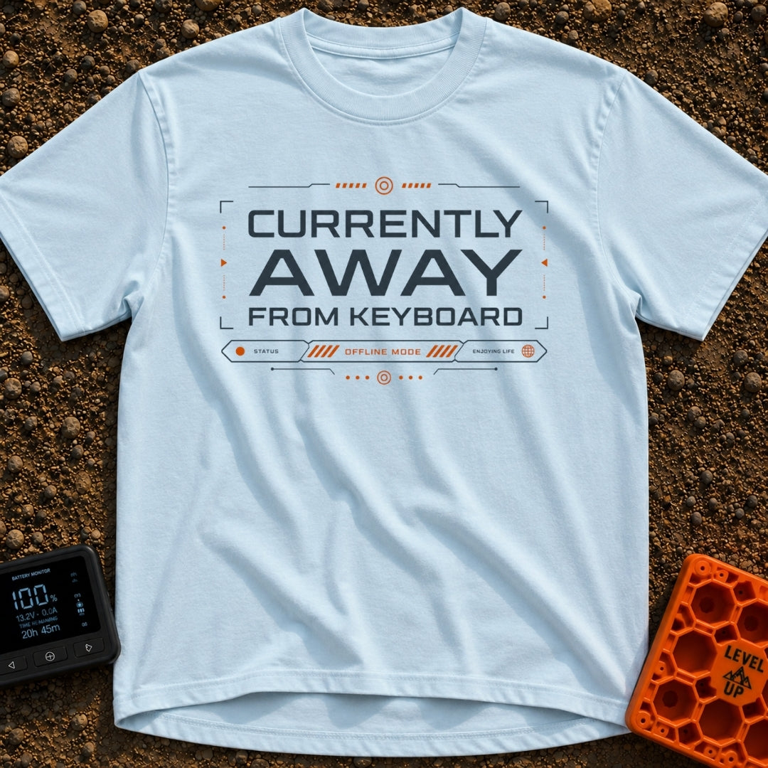 Away From Keyboard - T-Shirt in Chambray - A graphic design featuring the text "CURRENTLY AWAY FROM KEYBOARD" surrounded...