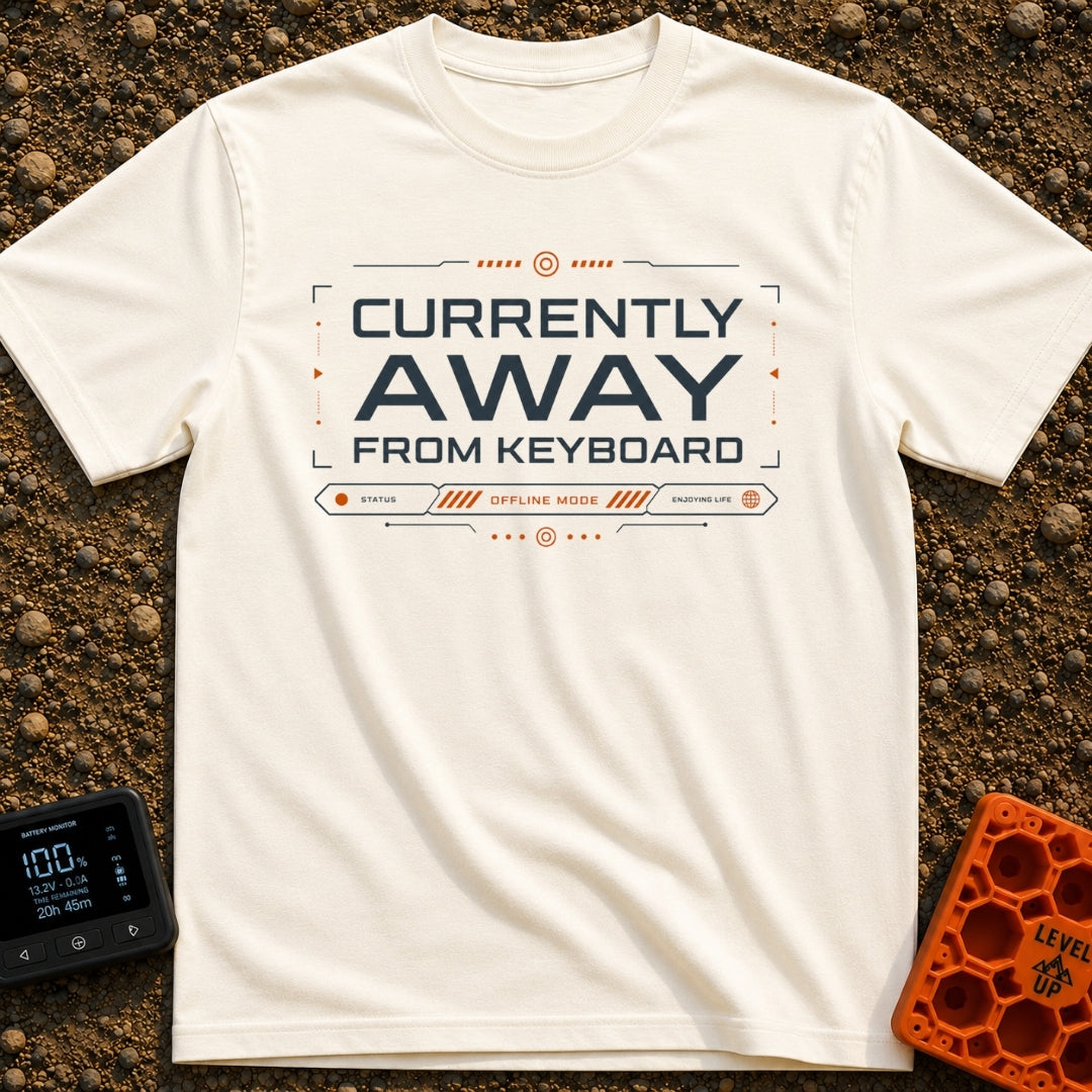 Away From Keyboard - T-Shirt in Ivory - A graphic design featuring the text "CURRENTLY AWAY FROM KEYBOARD" surrounded by...