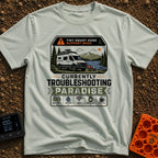 Troubleshooting In Paradise - T-Shirt in Bay - A white camper van is parked next to a lake with mountains in the...