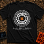 Daily Goals Closed - T-Shirt in Black - A circular design mimicking a smartwatch activity tracker, featuring concentric...