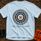 Daily Goals Closed - T-Shirt in Chambray - A circular design mimicking a smartwatch activity tracker, featuring...
