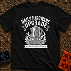 Daily Driver Upgrade - T-Shirt in Black - A black and white, vintage-style illustration of a percolator coffee pot...
