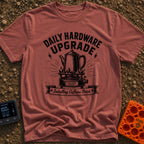 Daily Driver Upgrade - T-Shirt in Brick - A black and white, vintage-style illustration of a percolator coffee pot...