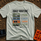 Park Check Charge Roam - T-Shirt in Bay - A graphic resembling a field manual checklist titled 'DAILY ROUTINE', featuring...