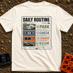 Park Check Charge Roam - T-Shirt in Ivory - A graphic resembling a field manual checklist titled 'DAILY ROUTINE',...