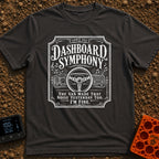 Symphony Of Squeaks - T-Shirt in Graphite - A distressed white graphic showing a vehicle steering wheel and dashboard...