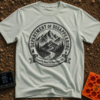 Chief Disappearing Officer - T-Shirt in Bay - A black and white circular badge illustration showing a camper van parked...