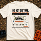 Do Not Disturb Updating - T-Shirt in Ivory - A graphic styled like a computer window titled "CAMPSITE OS" showing a...