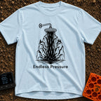 Nature's Shower Power - T-Shirt in Chambray - A black and white illustration of a showerhead pouring water that visually...