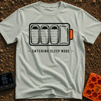 Entering Sleep Mode - T-Shirt in Bay - A graphic of a horizontal battery outline where the internal charge bars are...
