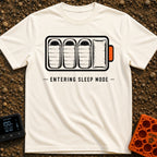 Entering Sleep Mode - T-Shirt in Ivory - A graphic of a horizontal battery outline where the internal charge bars are...