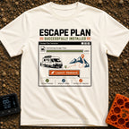 Escape Plan Installed - T-Shirt in Ivory - A graphic styled like a computer software installer window showing a 100%...