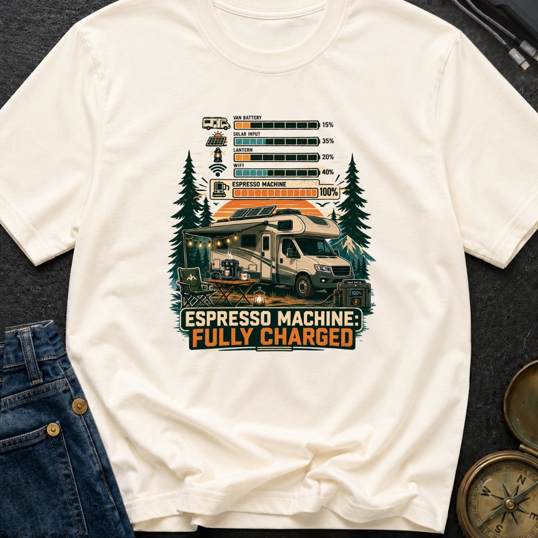 Espresso Machine Fully Charged - T-Shirt