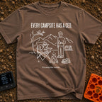 Squirrel Camp Commander - T-Shirt in Espresso - A white line drawing on a black background showing a squirrel wearing a...