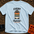 Every Watt Counts - T-Shirt in Chambray - A front-facing van driving down a road, featuring solar panels on the roof and...