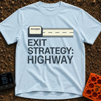 My Highway Exit Strategy - T-Shirt in Chambray - A graphic showing a computer "escape" key extending out to the right to...