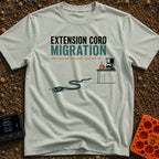 Cords Fly South - T-Shirt in Bay - An illustration showing an extension cord plug slithering like a snake across the...