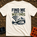 Where The Wifi Ends - T-Shirt in Ivory - An illustration of a large WiFi symbol dissolving into a flock of flying birds...