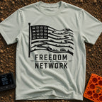 Roam Free Network - T-Shirt in Bay - A black and white graphic of an American flag where the stars in the canton are...