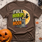 Full Moon Hookups - T-Shirt in Espresso - A graphic illustration featuring the text 'FULL HOOKUPS FULL MOON' alongside a...