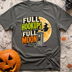 Full Moon Hookups - T-Shirt in Pepper - A graphic illustration featuring the text 'FULL HOOKUPS FULL MOON' alongside a...