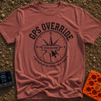 Gps Is Optional - T-Shirt in Brick - A distressed black-and-white graphic of a compass rose surrounded by the text "GPS...